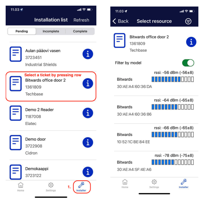 Installation in Application